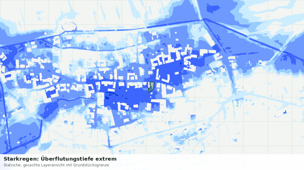 Statische Kartenansicht: Starkregen: Überflutungstiefe extrem