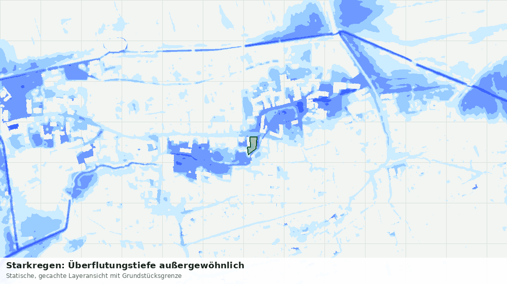 Statische Kartenansicht: Starkregen: Überflutungstiefe außergewöhnlich