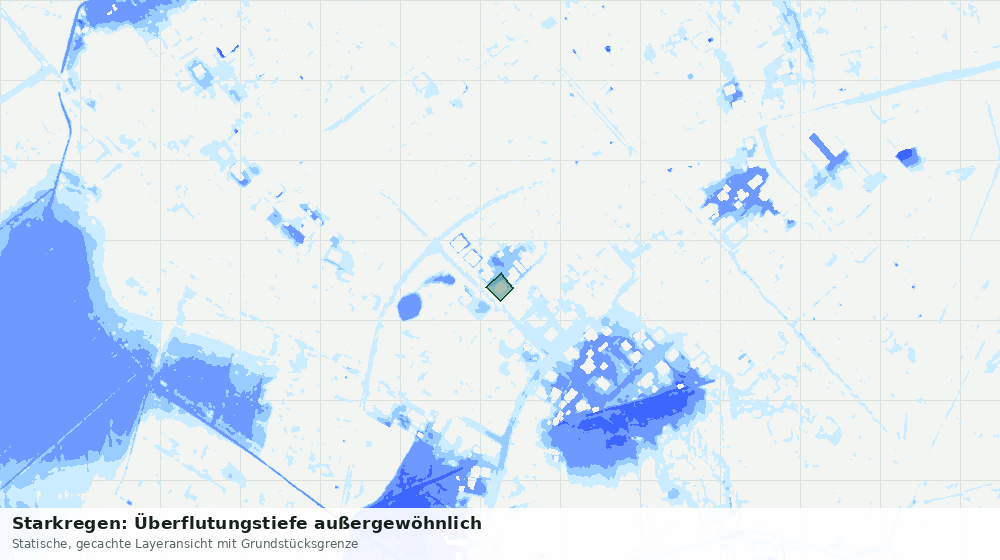 Statische Kartenansicht: Starkregen: Überflutungstiefe außergewöhnlich