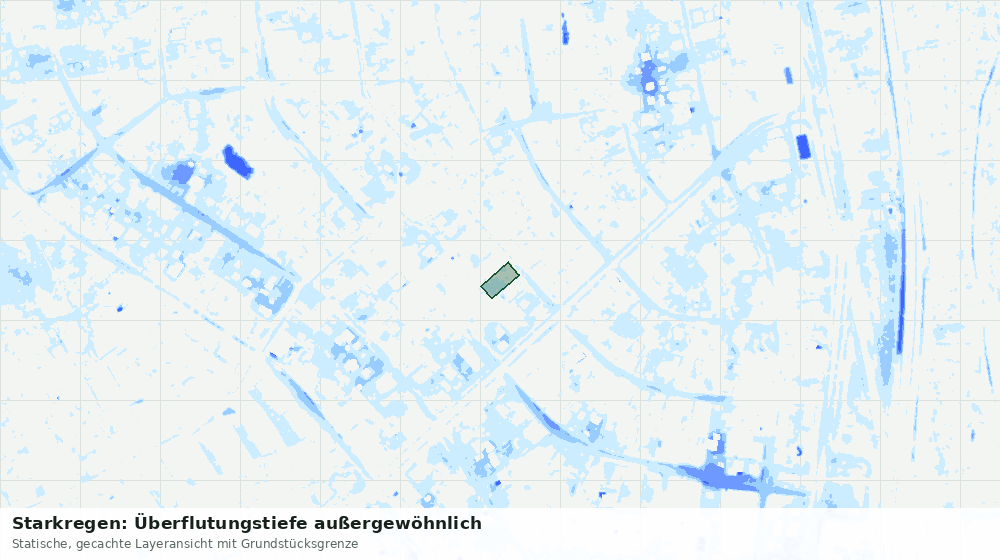 Statische Kartenansicht: Starkregen: Überflutungstiefe außergewöhnlich
