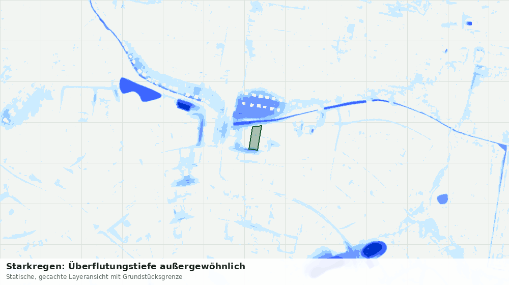Statische Kartenansicht: Starkregen: Überflutungstiefe außergewöhnlich