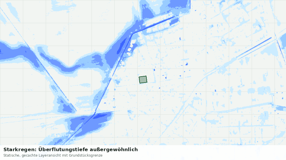 Statische Kartenansicht: Starkregen: Überflutungstiefe außergewöhnlich