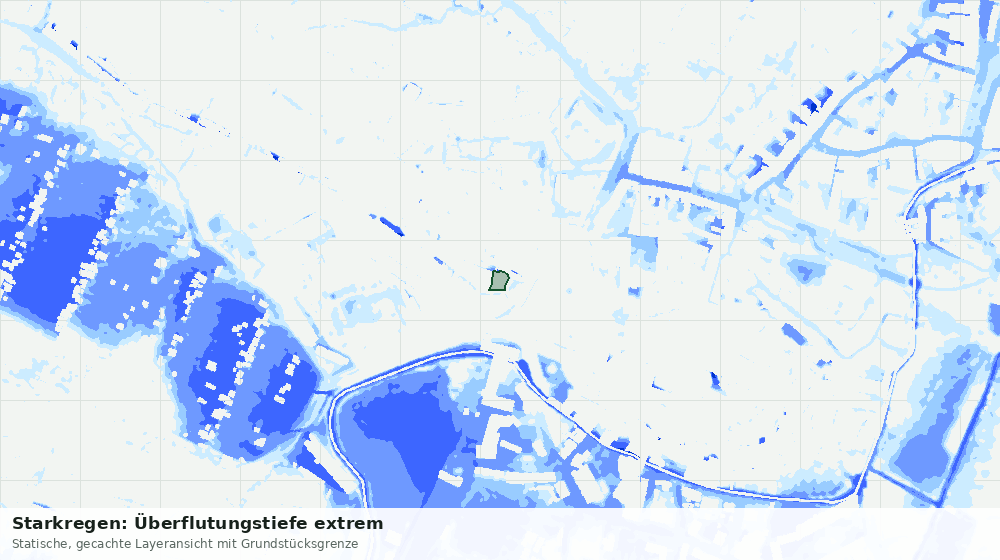 Statische Kartenansicht: Starkregen: Überflutungstiefe extrem