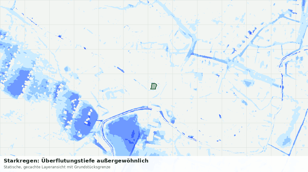 Statische Kartenansicht: Starkregen: Überflutungstiefe außergewöhnlich