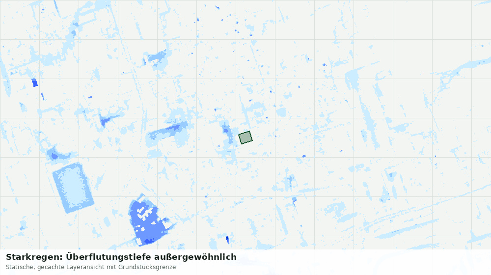 Statische Kartenansicht: Starkregen: Überflutungstiefe außergewöhnlich