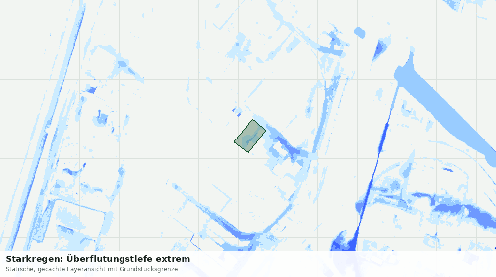 Statische Kartenansicht: Starkregen: Überflutungstiefe extrem