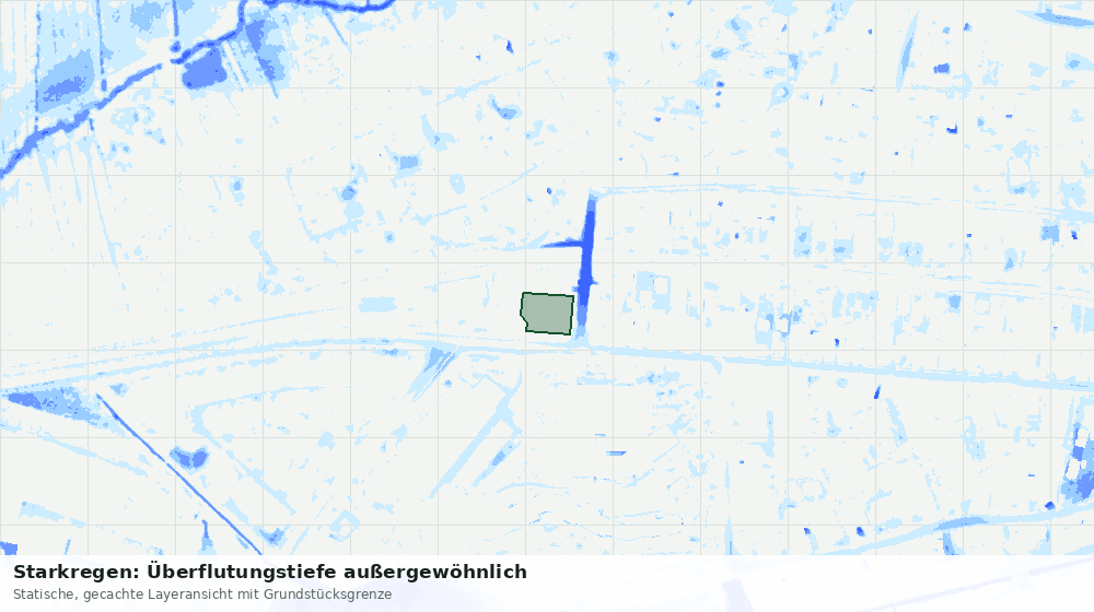 Statische Kartenansicht: Starkregen: Überflutungstiefe außergewöhnlich