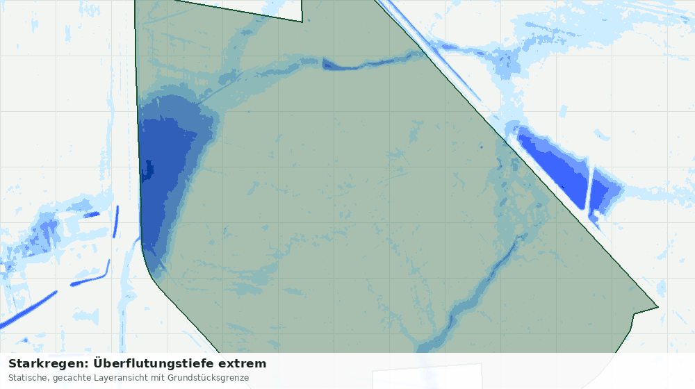 Statische Kartenansicht: Starkregen: Überflutungstiefe extrem