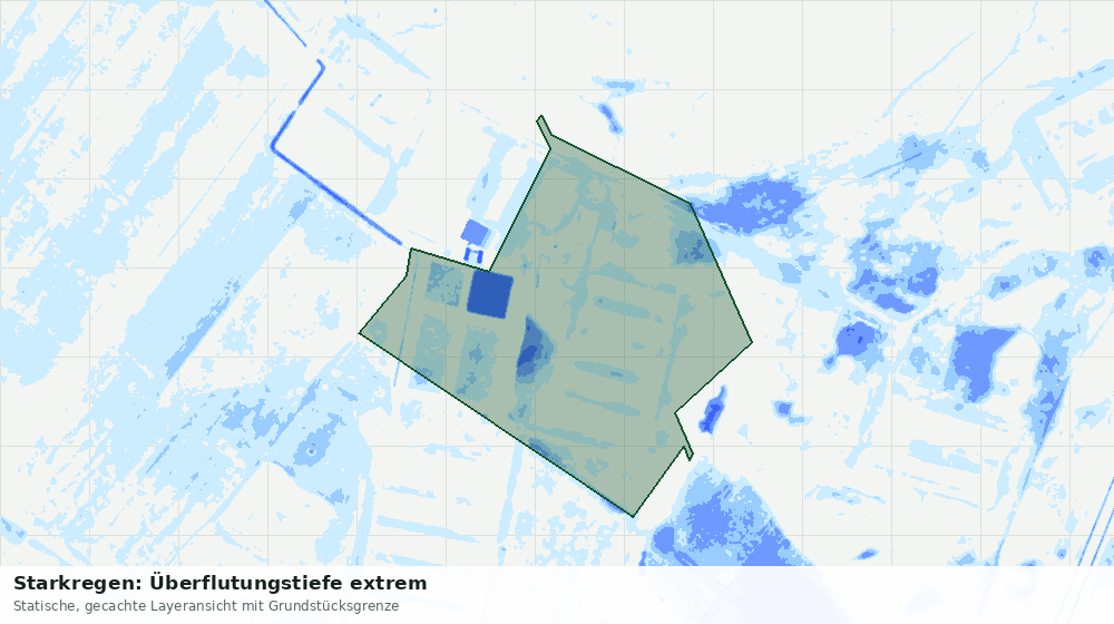 Statische Kartenansicht: Starkregen: Überflutungstiefe extrem