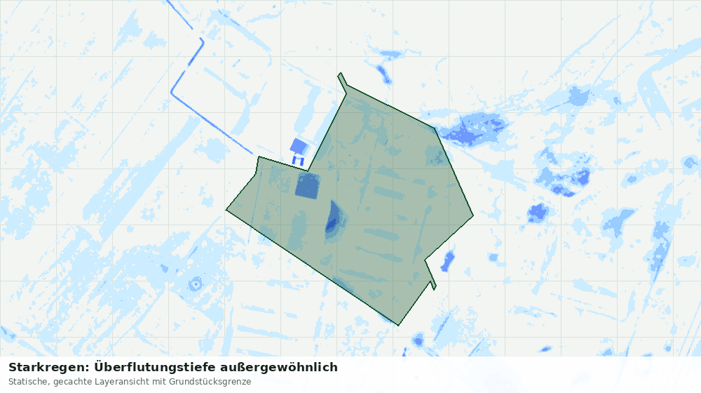 Statische Kartenansicht: Starkregen: Überflutungstiefe außergewöhnlich