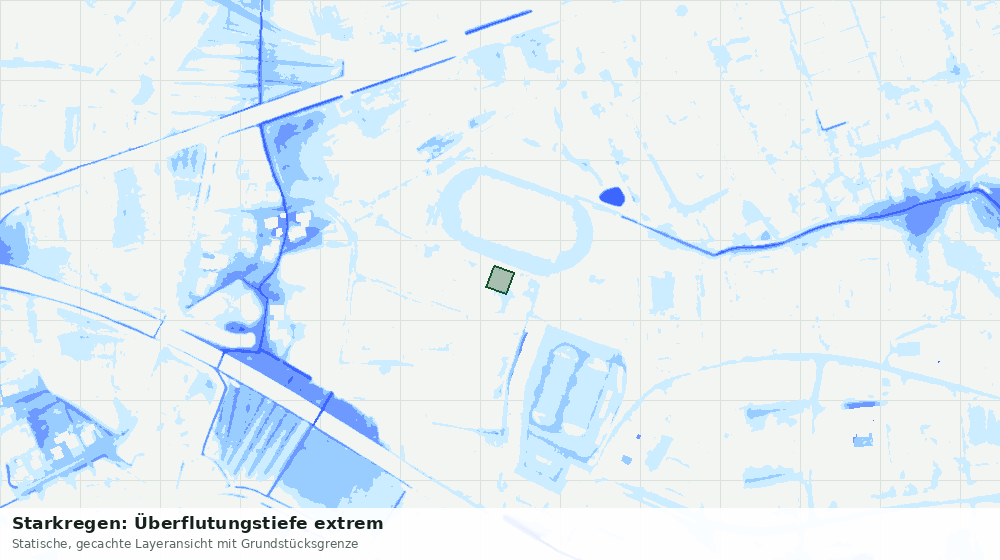 Statische Kartenansicht: Starkregen: Überflutungstiefe extrem