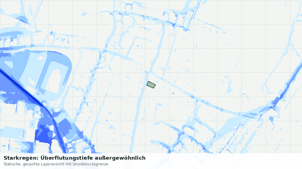 Statische Kartenansicht: Starkregen: Überflutungstiefe außergewöhnlich