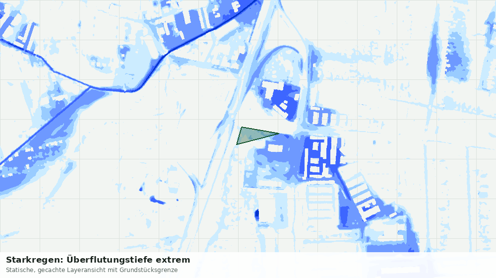Statische Kartenansicht: Starkregen: Überflutungstiefe extrem