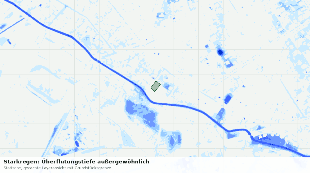 Statische Kartenansicht: Starkregen: Überflutungstiefe außergewöhnlich