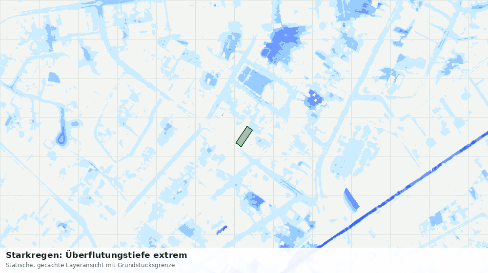 Statische Kartenansicht: Starkregen: Überflutungstiefe extrem