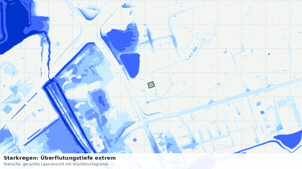 Statische Kartenansicht: Starkregen: Überflutungstiefe extrem