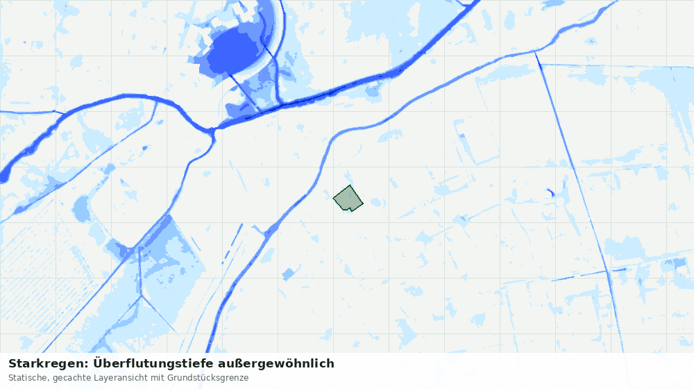 Statische Kartenansicht: Starkregen: Überflutungstiefe außergewöhnlich