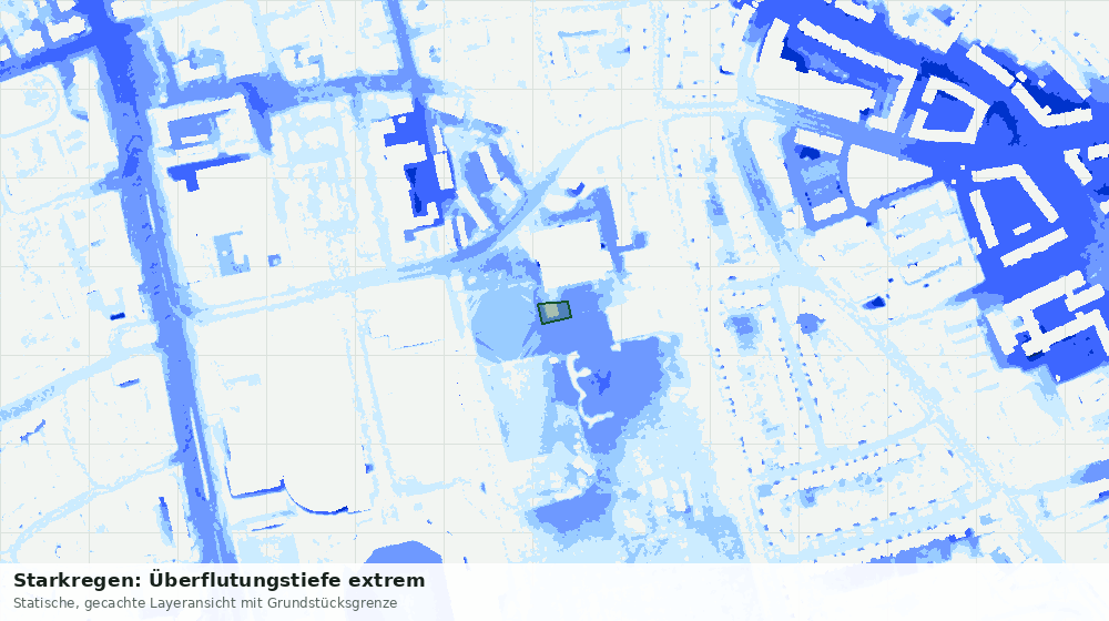 Statische Kartenansicht: Starkregen: Überflutungstiefe extrem