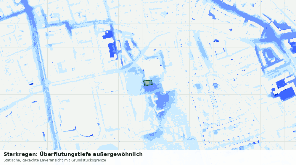 Statische Kartenansicht: Starkregen: Überflutungstiefe außergewöhnlich