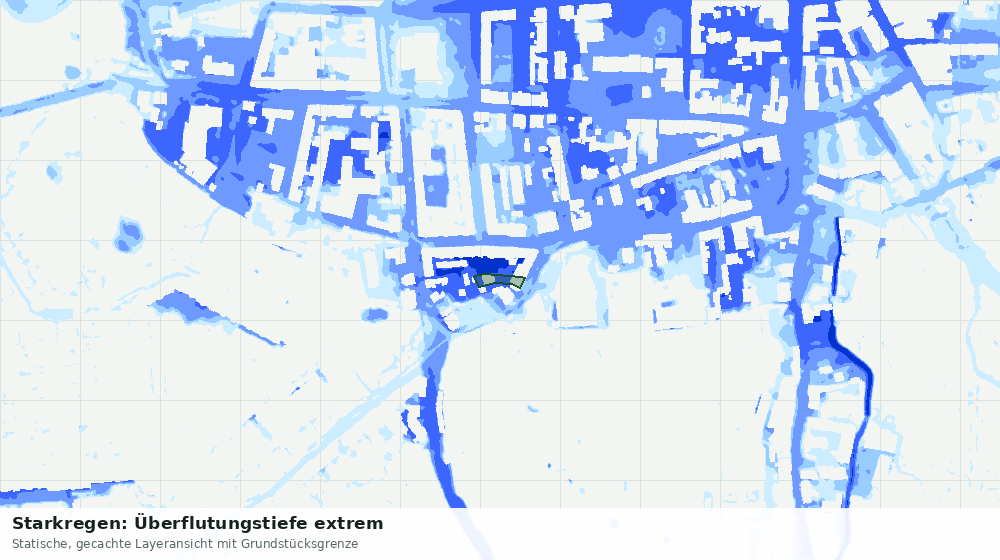 Statische Kartenansicht: Starkregen: Überflutungstiefe extrem