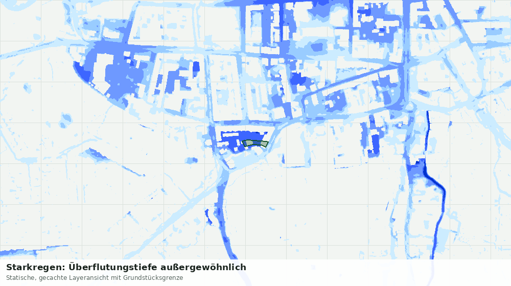Statische Kartenansicht: Starkregen: Überflutungstiefe außergewöhnlich