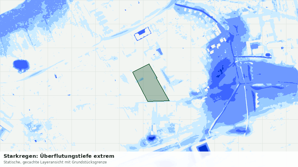 Statische Kartenansicht: Starkregen: Überflutungstiefe extrem