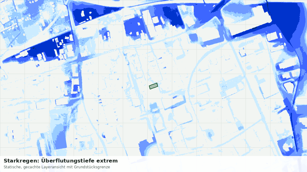 Statische Kartenansicht: Starkregen: Überflutungstiefe extrem