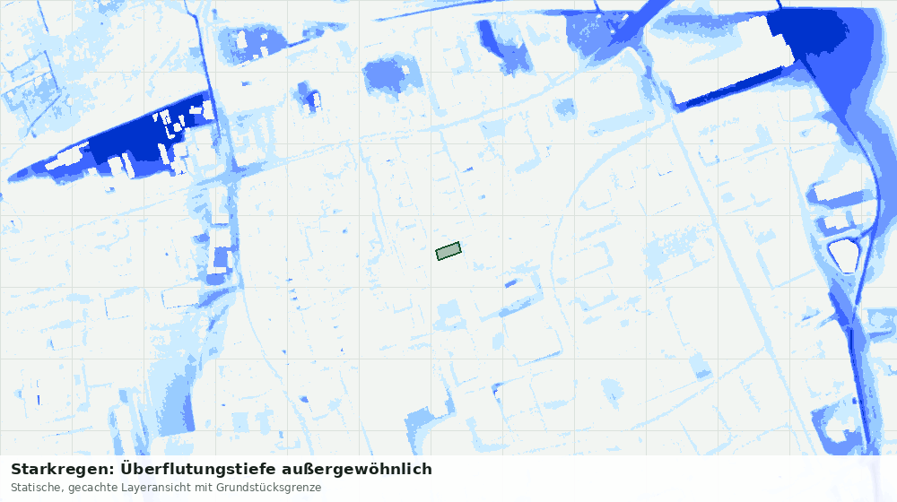 Statische Kartenansicht: Starkregen: Überflutungstiefe außergewöhnlich