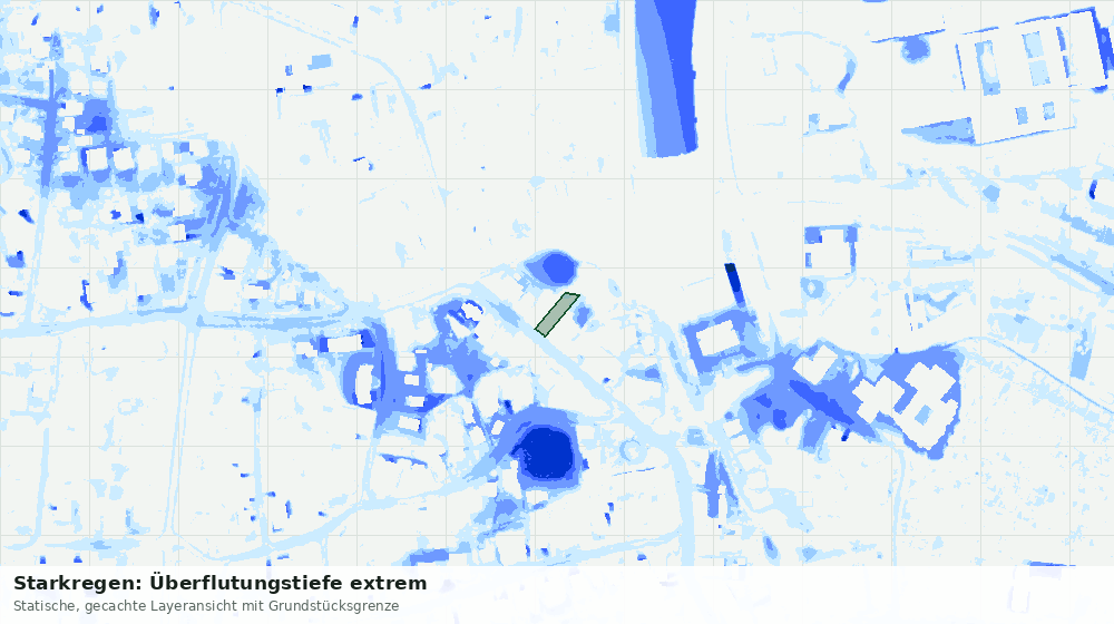 Statische Kartenansicht: Starkregen: Überflutungstiefe extrem