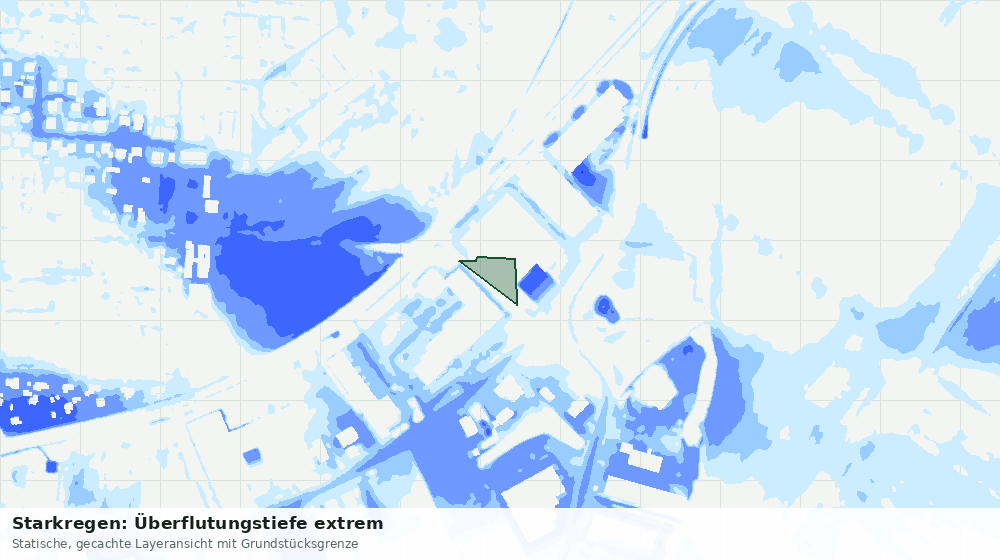 Statische Kartenansicht: Starkregen: Überflutungstiefe extrem