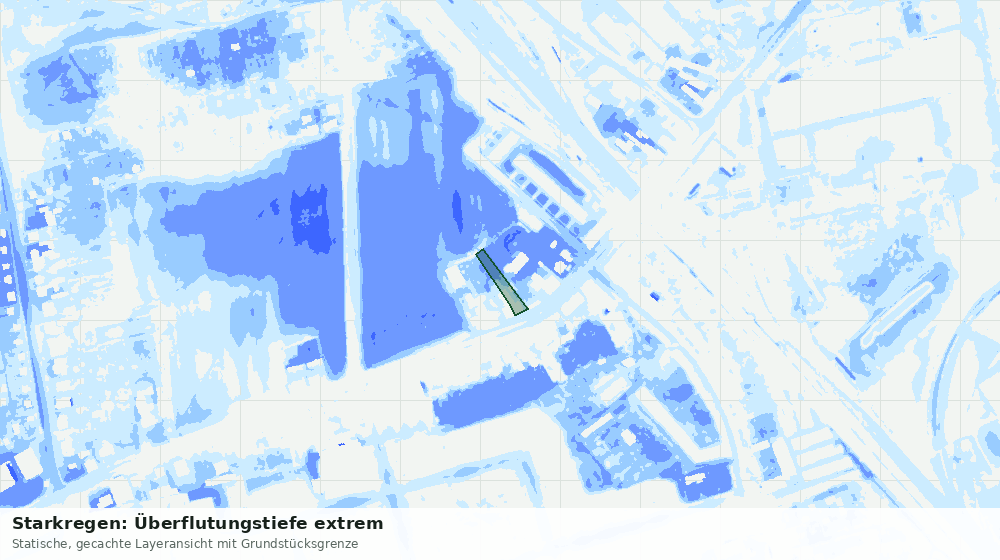 Statische Kartenansicht: Starkregen: Überflutungstiefe extrem
