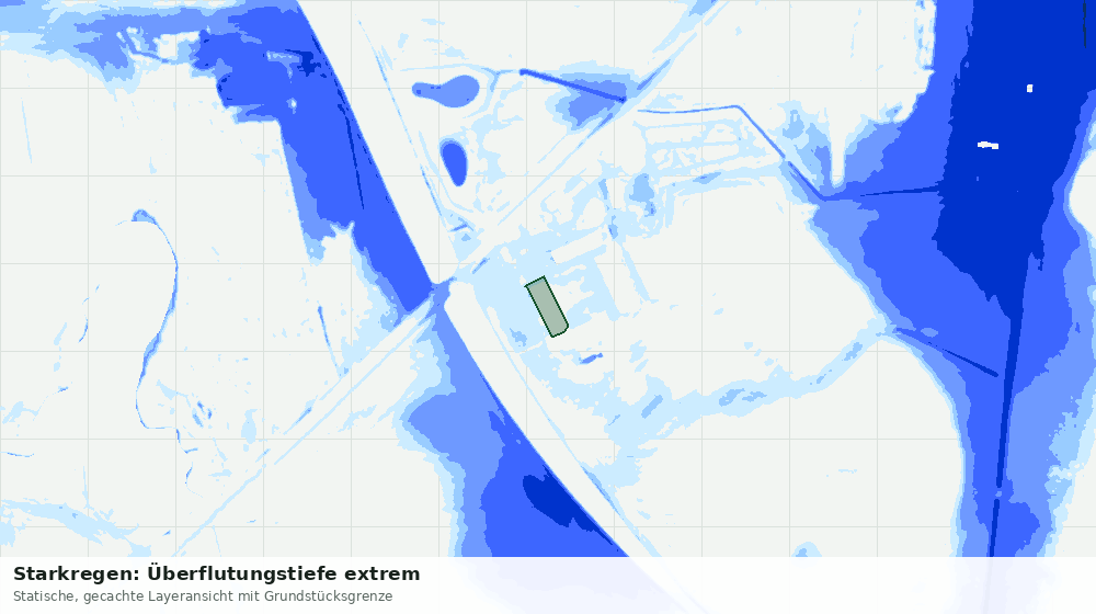 Statische Kartenansicht: Starkregen: Überflutungstiefe extrem