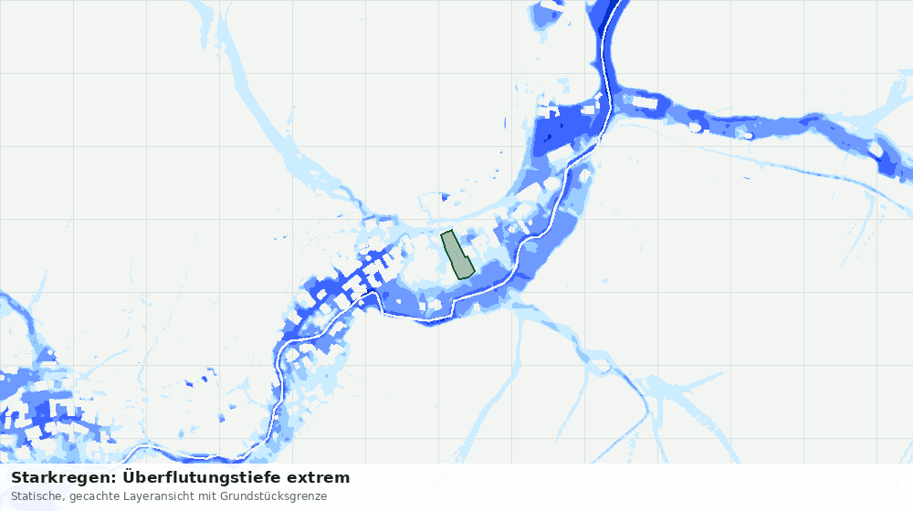 Statische Kartenansicht: Starkregen: Überflutungstiefe extrem
