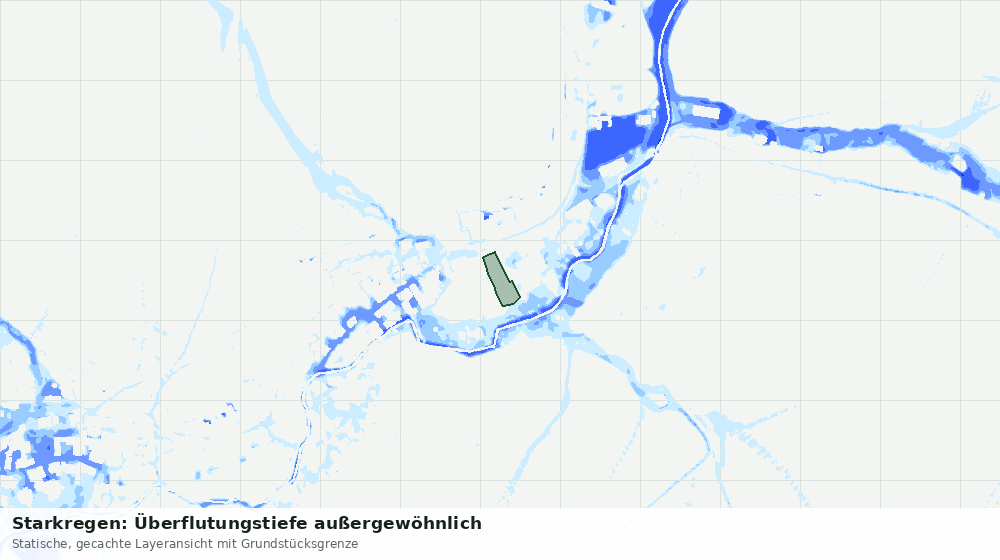 Statische Kartenansicht: Starkregen: Überflutungstiefe außergewöhnlich