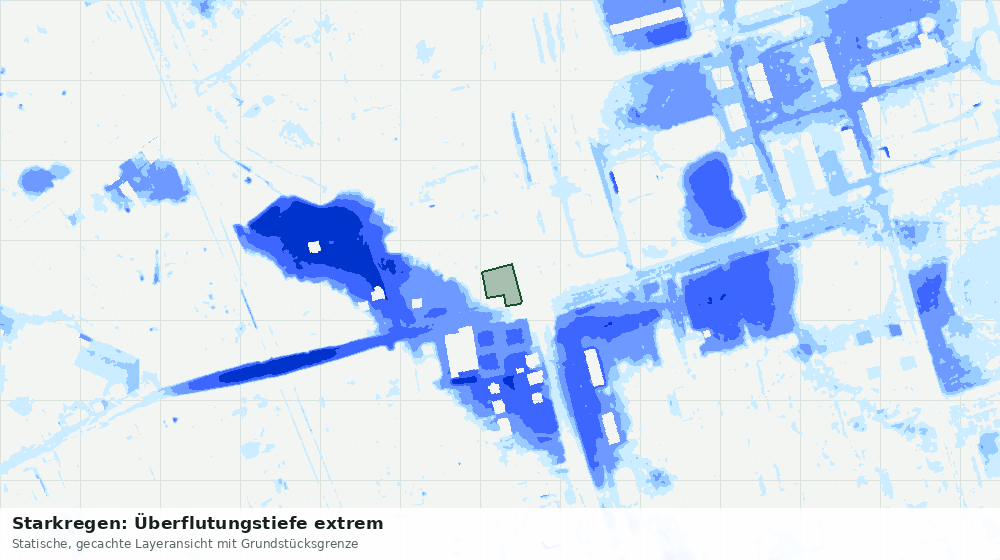 Statische Kartenansicht: Starkregen: Überflutungstiefe extrem