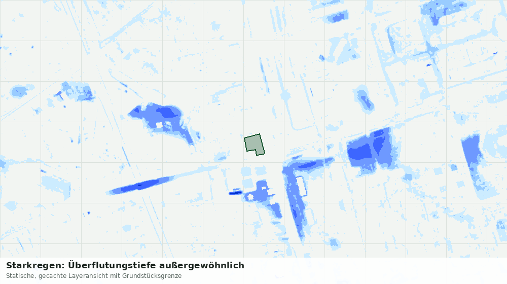 Statische Kartenansicht: Starkregen: Überflutungstiefe außergewöhnlich