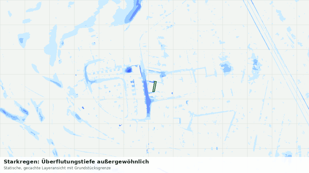 Statische Kartenansicht: Starkregen: Überflutungstiefe außergewöhnlich
