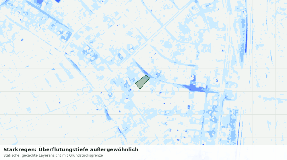 Statische Kartenansicht: Starkregen: Überflutungstiefe außergewöhnlich