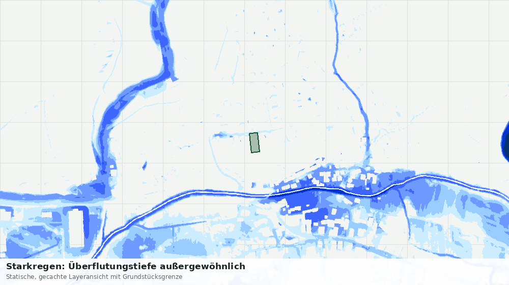 Statische Kartenansicht: Starkregen: Überflutungstiefe außergewöhnlich