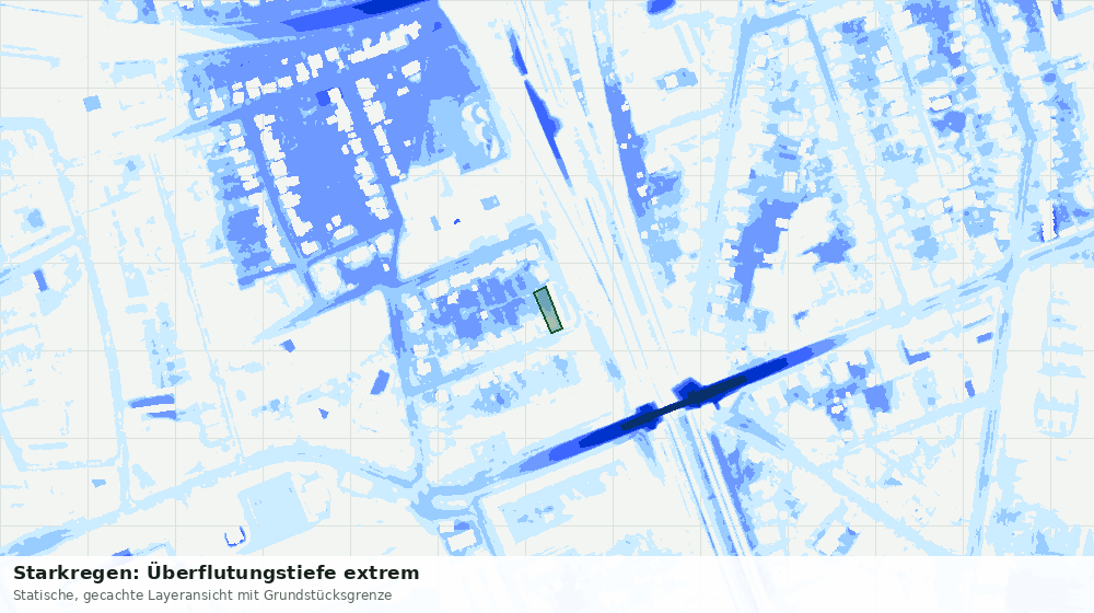 Statische Kartenansicht: Starkregen: Überflutungstiefe extrem