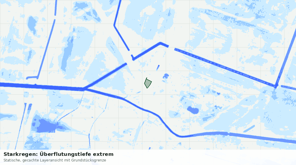 Statische Kartenansicht: Starkregen: Überflutungstiefe extrem