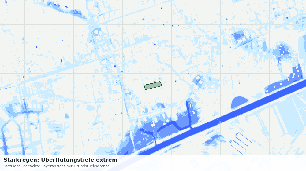 Statische Kartenansicht: Starkregen: Überflutungstiefe extrem