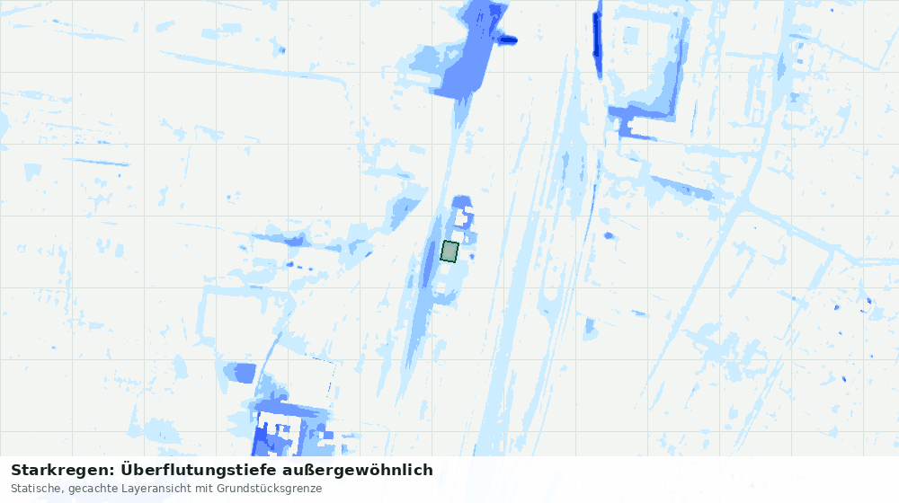 Statische Kartenansicht: Starkregen: Überflutungstiefe außergewöhnlich