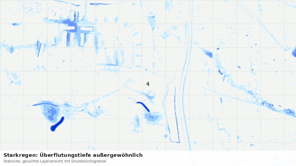 Statische Kartenansicht: Starkregen: Überflutungstiefe außergewöhnlich