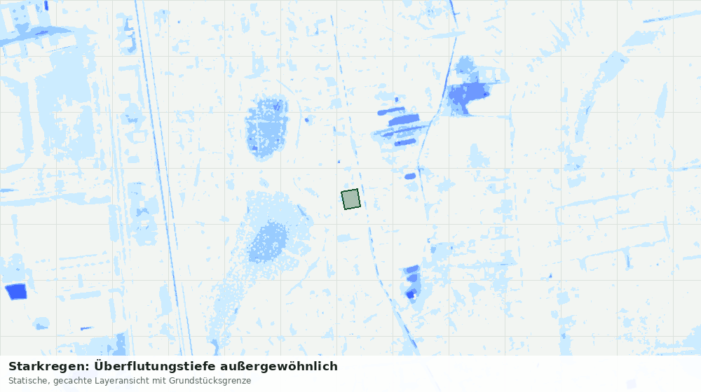 Statische Kartenansicht: Starkregen: Überflutungstiefe außergewöhnlich