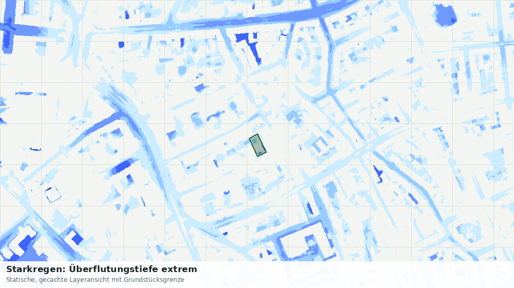 Statische Kartenansicht: Starkregen: Überflutungstiefe extrem