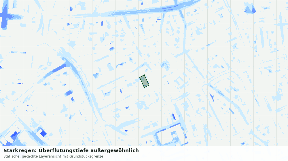 Statische Kartenansicht: Starkregen: Überflutungstiefe außergewöhnlich