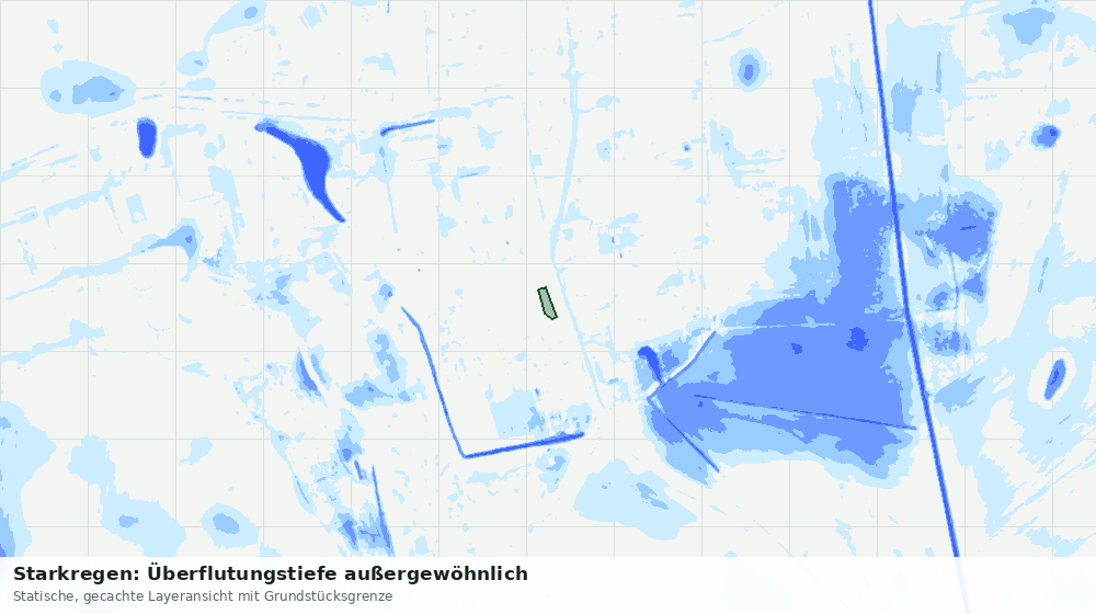 Statische Kartenansicht: Starkregen: Überflutungstiefe außergewöhnlich