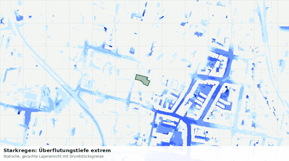 Statische Kartenansicht: Starkregen: Überflutungstiefe extrem