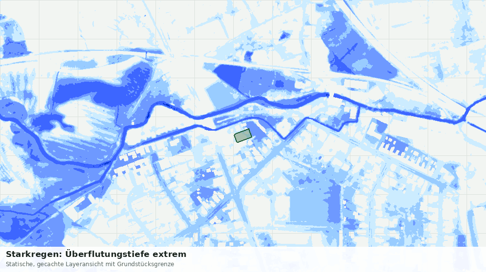 Statische Kartenansicht: Starkregen: Überflutungstiefe extrem